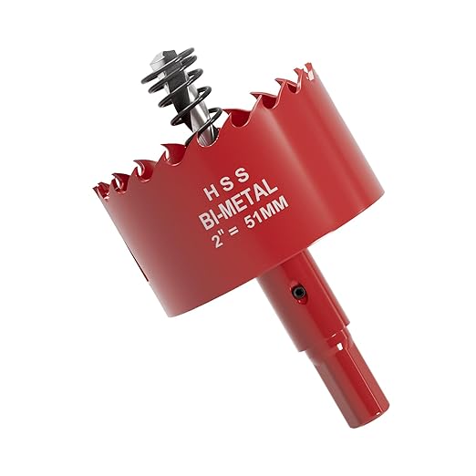 2" (51mm) Bi-Metal M42 High Speed Steel Hole Saw with Pilot Drill Bit, Smooth Cutting Edge for PVC, Drywall, Wood, Plastic, Gypsum Board, Rubber, Thin Metal