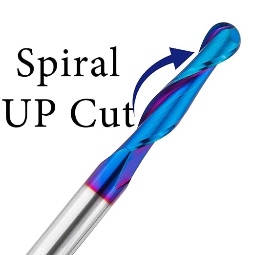 CNC Router Bit 1/4" Shank, Solid Carbide Ball Nose End Mill Up Cut Spiral Router Bit with 1/4" Diameter 1-1/8" Cutting Length for Wood Milling 2D/3D Carving