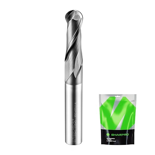 Extra Long Ball Nose End Mill 3/8 Inch SHK. and Cutting Dia. 3D Carving, High-Speed and Deep Cutting, AlCrN Coated, Apply for Alloy Steel, Stainless Steel and Various Cast Iron.