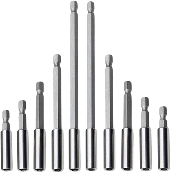 10 Pcs Magnetic Drill Extension Bit Holder, 1/4 inch Hex Shank Quick Release Screwdriver Drill Bit Holder Extension Set for Screws, Nuts, Drills, Handheld Drivers 50/60/ 75/100/ 150mm
