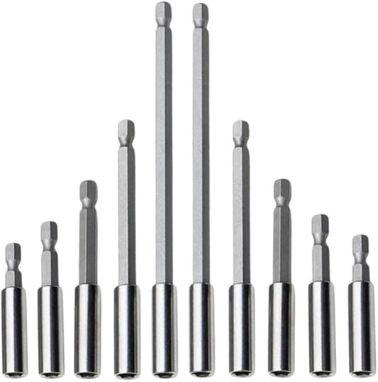 10 Pcs Magnetic Drill Extension Bit Holder, 1/4 inch Hex Shank Quick Release Screwdriver Drill Bit Holder Extension Set for Screws, Nuts, Drills, Handheld Drivers 50/60/ 75/100/ 150mm