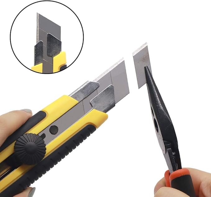 25MM Heavy Duty Utility Knife, Box Cutter with 20pcs SK-5 Retract Blades, Snap-Off Cutters with Rubber Grip for Cardboard, Boxes, DIY Crafts