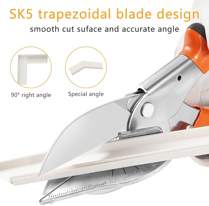 BELLOYON Multi Angle Miter Shear Cutter, Hand Tools for Cutting Soft Wood, Plastic, Moulding Trim, Quarter Round Cutter, Adjustable at 45 To 135 Degree With 2 Spare Blades