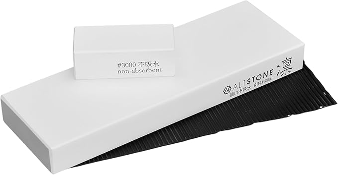 RIN [High-density. Tightly compacted.] Splash & Go, Whetstone Sharpening stone grit w/Nagura, 7.1" x 2.4" x 0.8" (Ideal for home-use), Made in Japan (#3000)