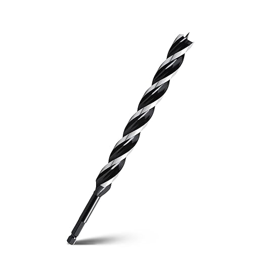 7/8" x 12" Auger Drill Bit for Wood, Hex Shank Tri Flute Ship Auger Long Drill Bit for Soft and Hard Wood,Tree Stump,Plastic,Drywall and Composite Materials