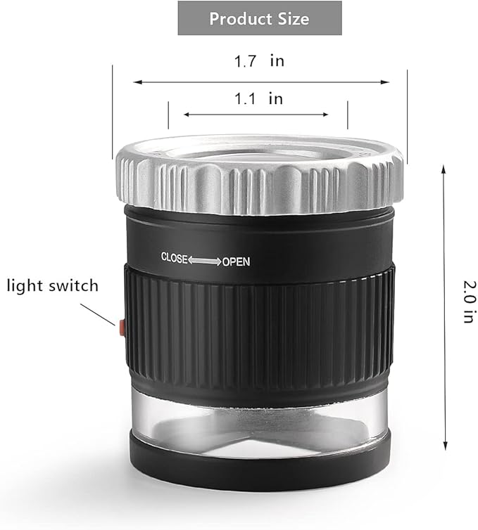 30X Loupe Magnifier,Adjustable Focal Length Magnifier,Foldable Jewelry Magnifier Glass for Textile Optical,Embroidery,Circuit Board,Coins,etc.