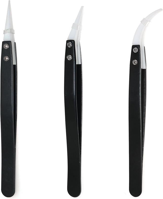 3PCS 13cm Stainless Steel Non-Conductive Tweezers Ceramic Tweezers High Temperature Resistance 3000 Degrees Applicable to Precision Electrical Operation