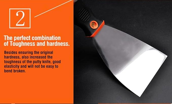 Edward Tools Pro Putty Knife 5 Piece Set - 1??5??Heavy Duty Stainless Steel Scraper Knives with Ergo Grip Handle and Steel Striking Butt - Tool for Scraping, Wallpaper, Spackle, Spreader, Taping Knife