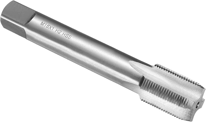 uxcell Hand Plug Tap M16 x 1 H2 Metric Thread Plug Style Taps Straight Flute Screw Tapping Threading Tool High Speed Steel HSS6542