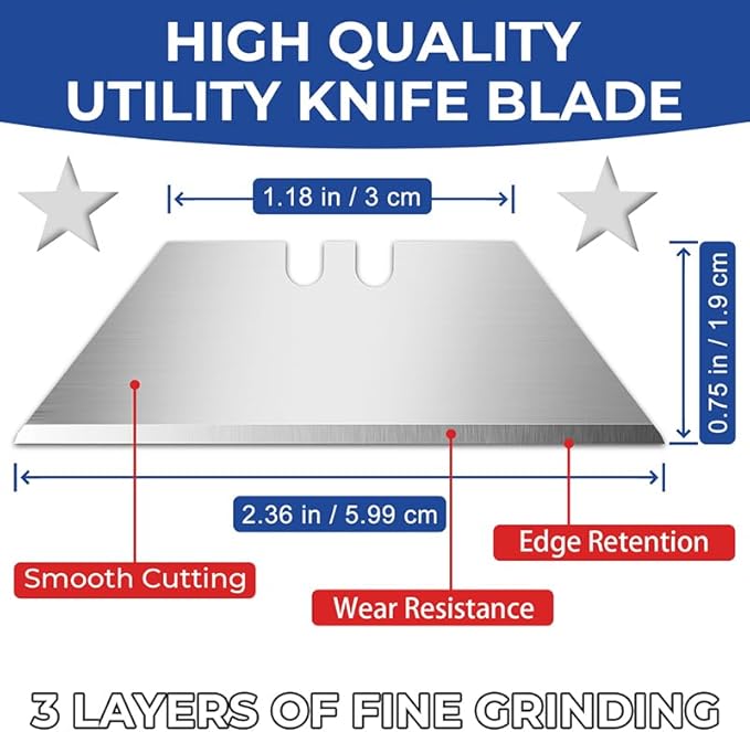 DIYSELF Utility Knife Blades, 300-Pack With Dispenser, SK5 Steel Box Cutter Refills for Box Knife