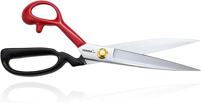 TONMA True Left Handed Fabric Scissors [Made in Japan] 12 Inch Heavy Duty Sewing Scissors, Industrial Japanese Steel Dressmaker Tailor Shears for Leather Carpet Upholstery Crafting