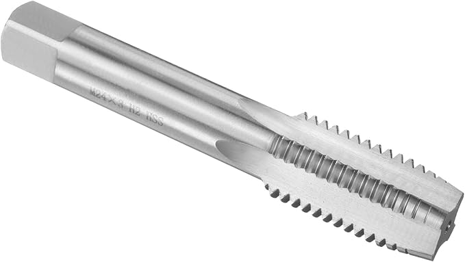uxcell Hand Plug Tap M24 x 3 H2 Metric Thread Plug Style Taps Straight Flute Screw Tapping Threading Tool High Speed Steel HSS6542