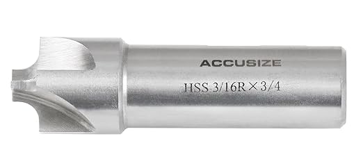 Accusize''dustrial Tools 3/16'', H.S.S. Corner Rounding End Mills, 3/4'', Shank Dia, 7/8'' Cutter Dia, 3-1/8'' Overall Length, 1011-0334