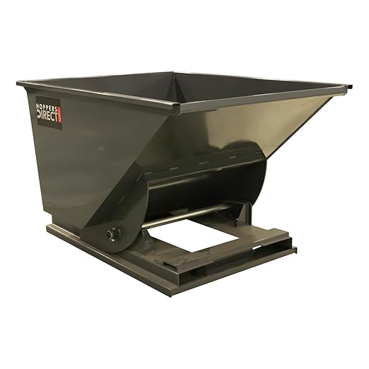 Heavy Duty Self-Dumping Hopper, 1 cu yd, 6000 lb Capacity, 61"x48"x39" Overall, Gray