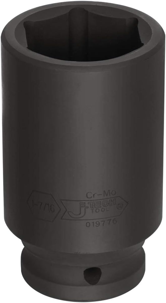 Jetech 3/4 Inch Drive 1-7/16 Inch Deep Impact Socket, Made with Heat-Treated Chrome Molybdenum Alloy Steel, 6-Point Design, SAE