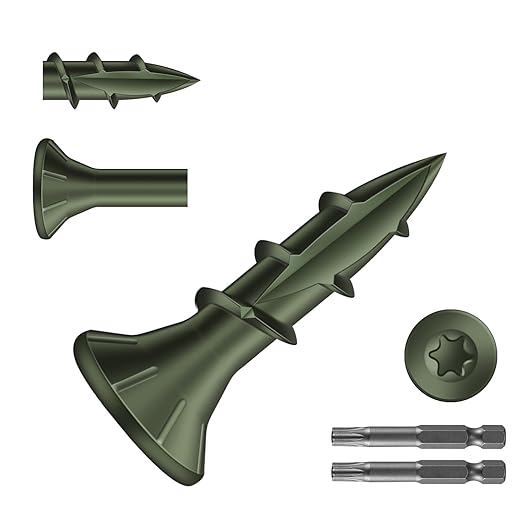 #8 x 5/8" Deck Screws (3235Pcs) 10lb. Carbon Steel, Green, Flat Head, Rust Resistant epoxy Coated, with T25 Star Bit
