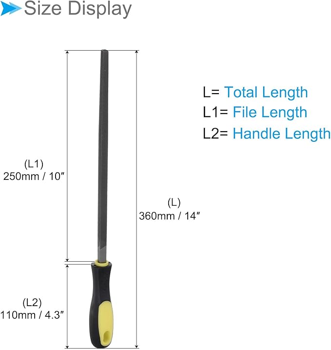 Square File, | 10 Inch File Length |, High Carbon Steel Medium Cut File Hand Rasp with Anti-Slip Grip Handle - (Applications: for Shaping Metal Wood Plastic), 2-Pieces