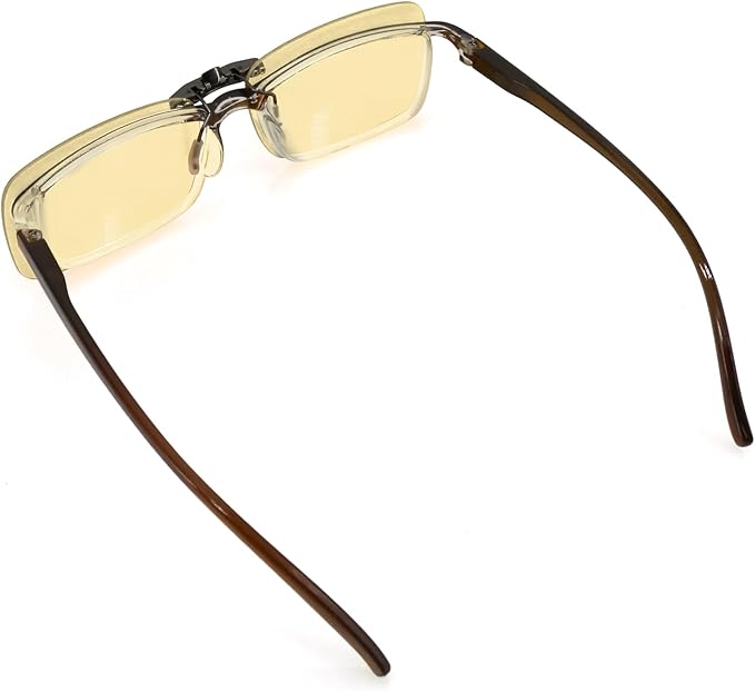 Clip-on Blue Blocking Eye Wear Glasses | Anti-Fatigue & Eyestrain Relief for Men and Women | Amber Nighttime