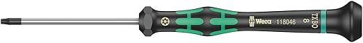 Wera 05118046001 Kraftform Micro 2067 Torx BO Electronics Precision Screwdriver, TX8 Head, 60mm Blade Length