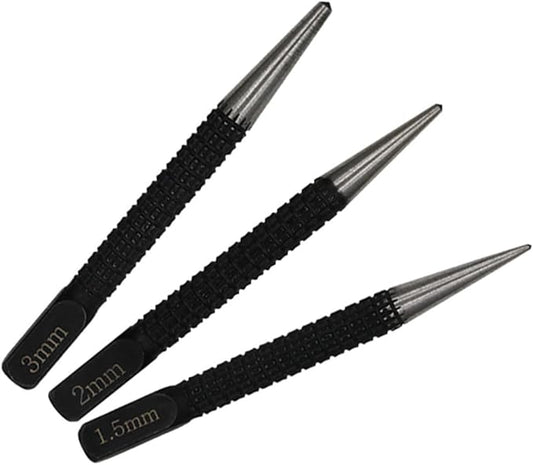 Maxmoral 3PCS 4 Inch Length Black High Carbon Steel Center Punch Set Mechanical Maintenance Installation Positioning Drilling Utensil for Alloy Steel Metal Wood Marking Drilling