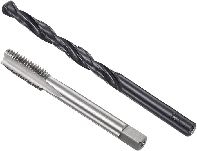 uxcell Metric Tap and Drill Bit Set, M9 x 1.25 Thread Tap & 7.8mm Black Oxide Twist Drill Bit, Straight Flute Tap Tapping Threading Repair Tool Kit