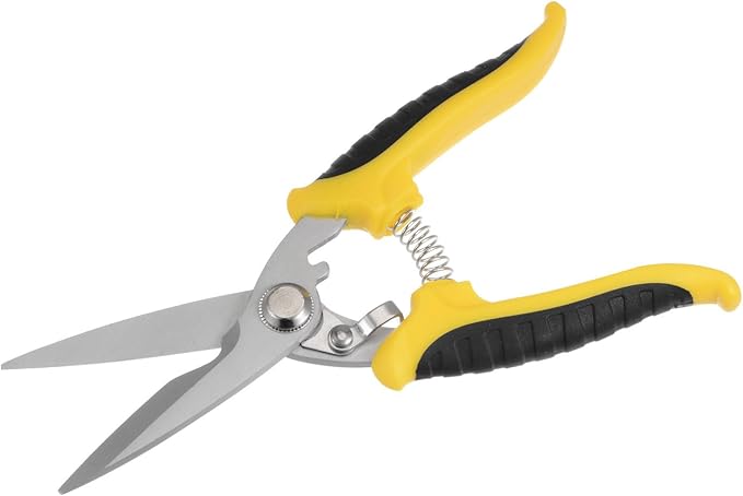 HARFINGTON Industrial Scissors 8 Inch Stainless Steel Shears Blades with Black Yellow Handle for Cutting Thin Metal Copper Sheets