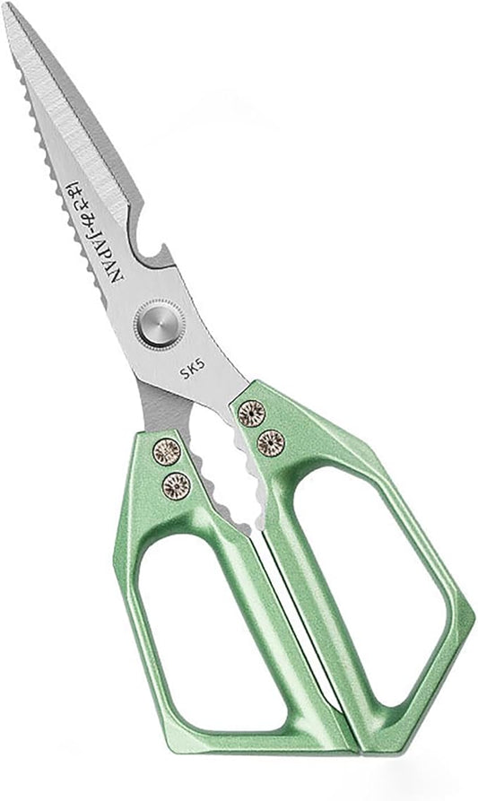 Multi-Purpose Rust Proof Kitchen Shears,Meat Scissors,Dishwasher Safe,Can be Used to Cut Vegetables, Chicken, Steak,Scrape Fish Scales, and Open Bottle Caps, etc(Green)