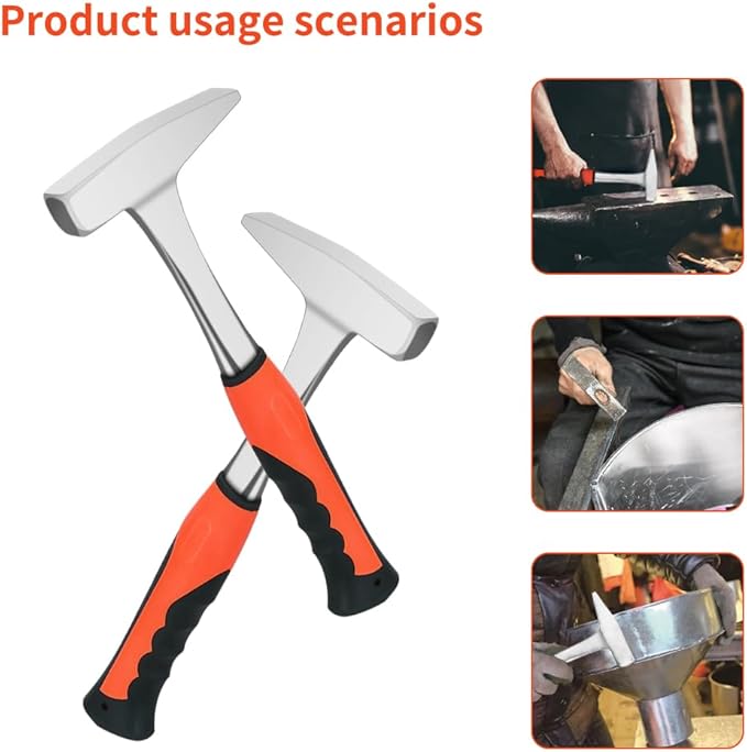 Sheet Metal Hammer by 11oz Tinsmith Hammer with Integral Forging HVAC, Pipe Work, Sheet Metal, Shaping, Tinning (300, red)