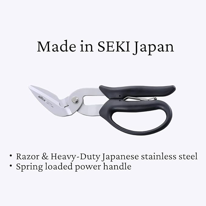 ALLEX Cardboard Scissors Heavy Duty 8.8" Spring Loaded Craft Scissors Angled Blade, Japanese Stainless Steel Blade, Made in Japan