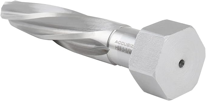 Accusize Industrial Tools H.S.S. Aligning Reamer - 1-1/16'' Diameter, 5'' Flute, 7'' OAL, Hex Shank, Spiral Flute, 0523-6055