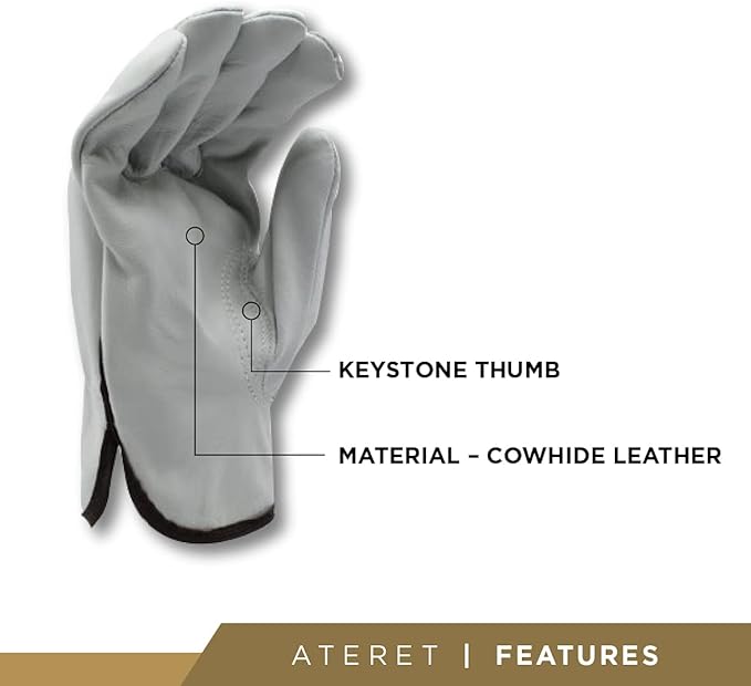 ATERET 120 Pairs Small Heavy Duty Durable Cowhide Leather Work Gloves I Driver Gloves for Truck Driving, Warehouse, Gardening, Farming