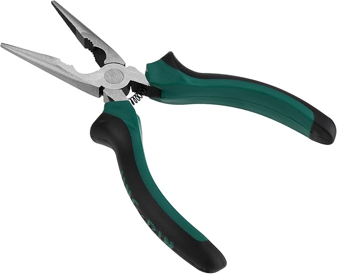 SINJEUN 15 Pack 6 Inch Needle Nose Pliers, Long Needle Nose Pliers with Wire Cutter, Insulated Handle Side Cutting Long Nose Pliers for Cutting and Bending Wire