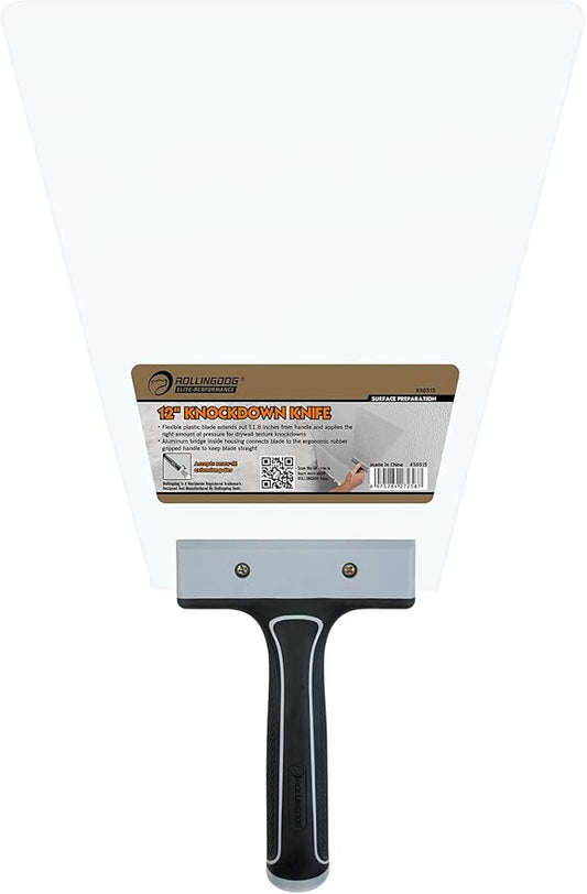 ROLLINGDOG 12 Inch Knockdown Knife - Threaded End Can be Attached to Extension Pole,Acrylic Plastic Blade,Ideal for Creating Knockdown Texture