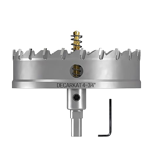 4-3/4" TCT Hole Saws for Hard Metal, Heavy Duty 120mm Tungsten Carbide Tipped Hole Cutters Set with Spring-Loaded Pilot Drill Bits for Stainless Steel, Metal, Iron, and Plastic.