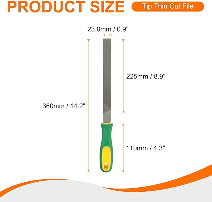 HARFINGTON 3pcs Flat Cut File 10" Double Cut Teeth High Carbon Steel Hand Rasp File with Plastic Handle for Metal Wood Deburring Removing