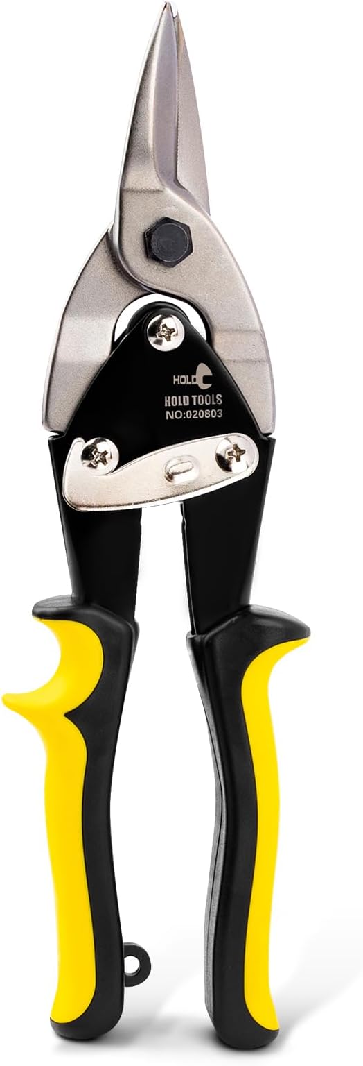 DOWELL 10 Inch Aviation Tin Snips Straight, Heavy Duty Cut Metal Shears for Sheet Metal, Chrome Vanadium Steel Blade, Ideal for DIY Enthusiasts, Handymen and Industrial Repairs