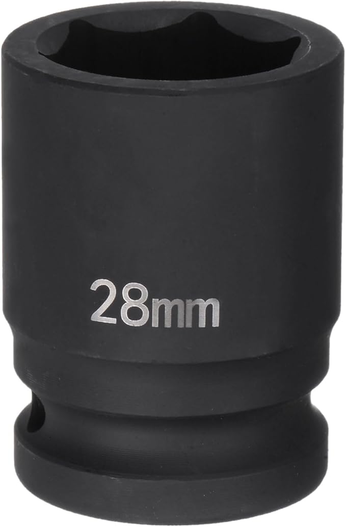 HARFINGTON 6-Point Impact Socket 3/4" Drive 28mm Metric 40Cr Alloy Steel Spindle Axle Nut Impact Socket