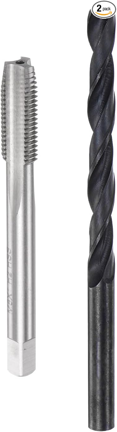 uxcell Metric Tap and Drill Bit Set, M8 x 1 Thread Tap & 7mm Black Oxide Twist Drill Bit, Straight Flute Tap Tapping Threading Repair Tool Kit