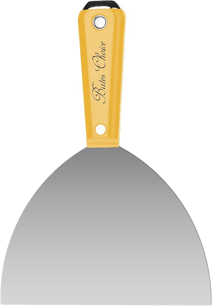 Bates- Putty Knife, 6 Inch, Carbon Steel, Yellow, Flexible, Metal Scraper, Drywall Spackle Knife, Metal Paint Scraper Tool, Putty Knife Scraper, Wall Scraper