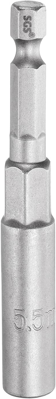 HARFINGTON Nut Driver Drill Bit 5.5mm Metric Socket 1/4" Hex Shank 3.15" (80mm) Long 6-Point Sockets Quick Change CR-V Steel Bolt Setters for Power Drill Drivers