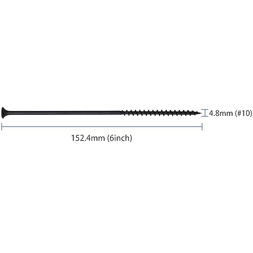40pcs #10 횞 6 inch High Hardness Drywall Screws, Black, Coarse Thread, Phillips Drive, Bugle Head, Black Wood Screws, Long Screws, Wood and More