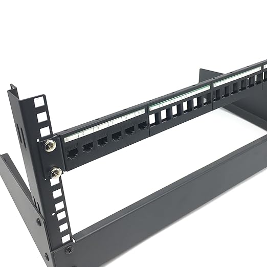 JINGCHENGMEI 2 Pack of 1U Patch Panel 24-Port Blank Keystone, 1U 19" Rackmount Housing for Keystone Jacks (2)