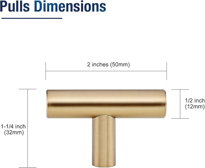 JOY DECOR 10 Pack Champagne Bronze Cabinet Pulls ??2 Inch Length, Single Hole ??Stainless Steel Kitchen Cabinet Handles for Drawer and Cupboard