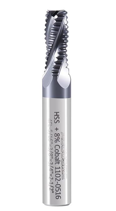 Accusize Industrial Tools 5/16'' by 3/8'' by 3/4'' Flt Length, 2-1/2'' Oal, 4 Flute, Standard Tooth M42 8% Cobalt Tialn Roughing End Mill, 1102-0516