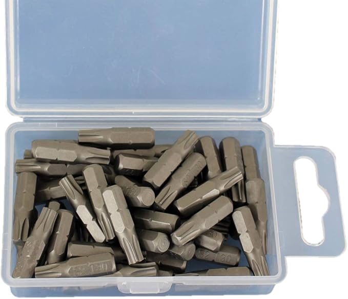 50 pc T30 Torx Star 6 Point T-30 Screwdriver Impact Ready 1 Inch Length Insert Bits Hex Shank with Quick Release Slot