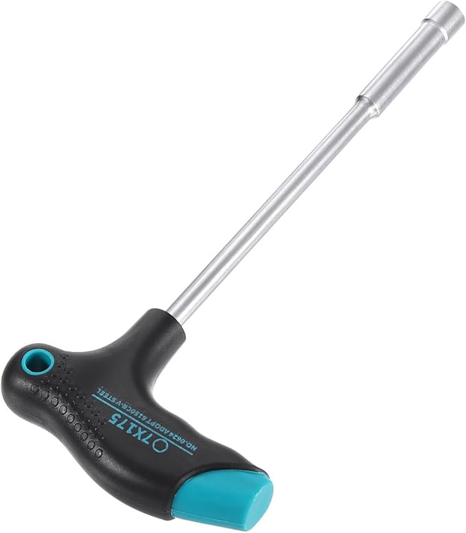 HARFINGTON T-Handle Metric Nut Driver 7mm Dia 175mm Shank 6 Point Hex Socket Screwdriver with Non-Slip Handle for Tightening and Loosening Fasteners