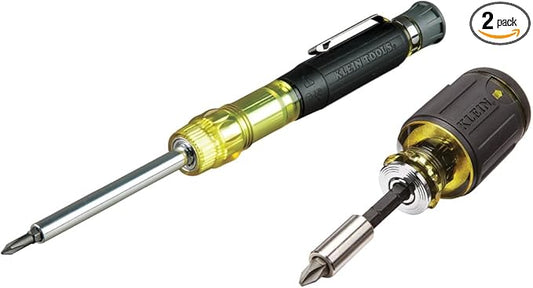 Klein Tools 80037 Screwdriver Tool Set, Multi-Bit Pocket Precision Screwdriver and Adjustable Length Stubby, 2-Piece
