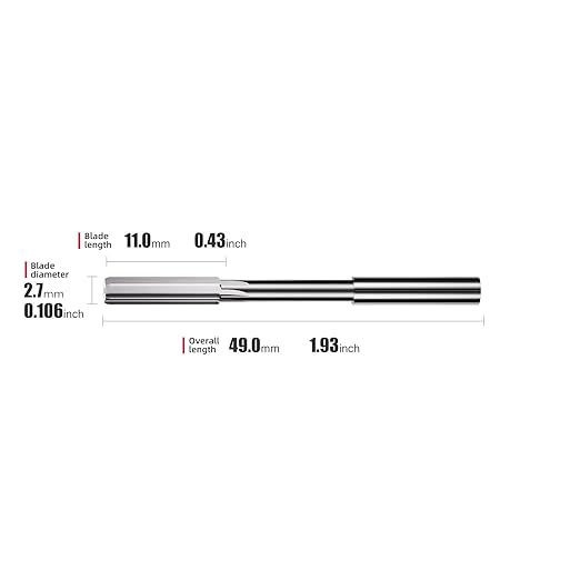 2.7mm Chucking Reamer,H7 HSS Straight Flutes Lathe Machine Reamer,Round Shank Milling Cutting Tool,1 pcs DRINYOUNG(2.7mm)