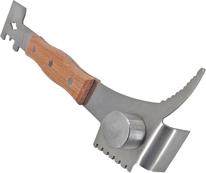 AukBeeFun Multipurpose Steel Hive Tools with Wooden Handle and 7 Functions Beekeeping Hive Scraper Tool Professional Beekeeping Equipment