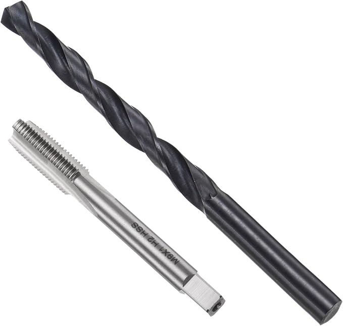 uxcell 2pcs M9 x 1 Tap & 8mm Drill Bit Set, Black Oxide, High Carbon Steel, Spiral Flute, For Metal, Cast Iron, Aluminum, Stainless Steel, Aluminum Alloy, Bronze, Plastic